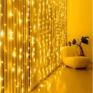 Cortina de decoração de Natal com cordão de luz