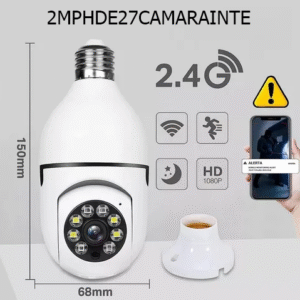 Câmera de segurança com lâmpada giratória 360° 1080p