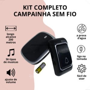 Campainha sem fio alimentada por bateria