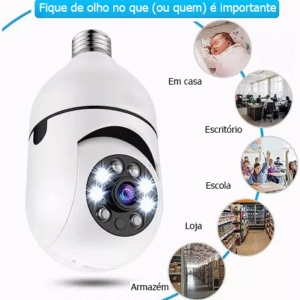 Câmera de segurança com lâmpada giratória 360° 1080p