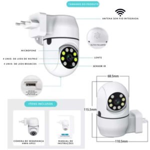 Câmera de vigilância Wi-Fi | Rotação 360° | Função de visão noturna