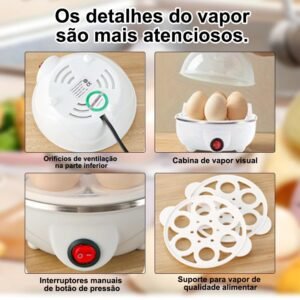 Cozedor de Ovos Elétrico Portátil Cozinha à Vapor 110V/220V