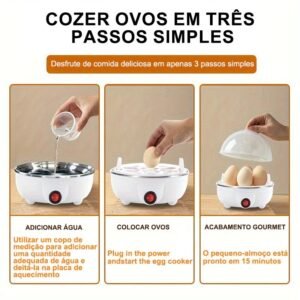 Cozedor de Ovos Elétrico Portátil Cozinha à Vapor 110V/220V